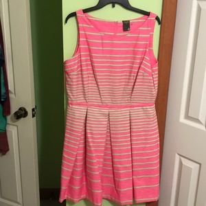 NWT Taylor size 14 pink and green strip dress